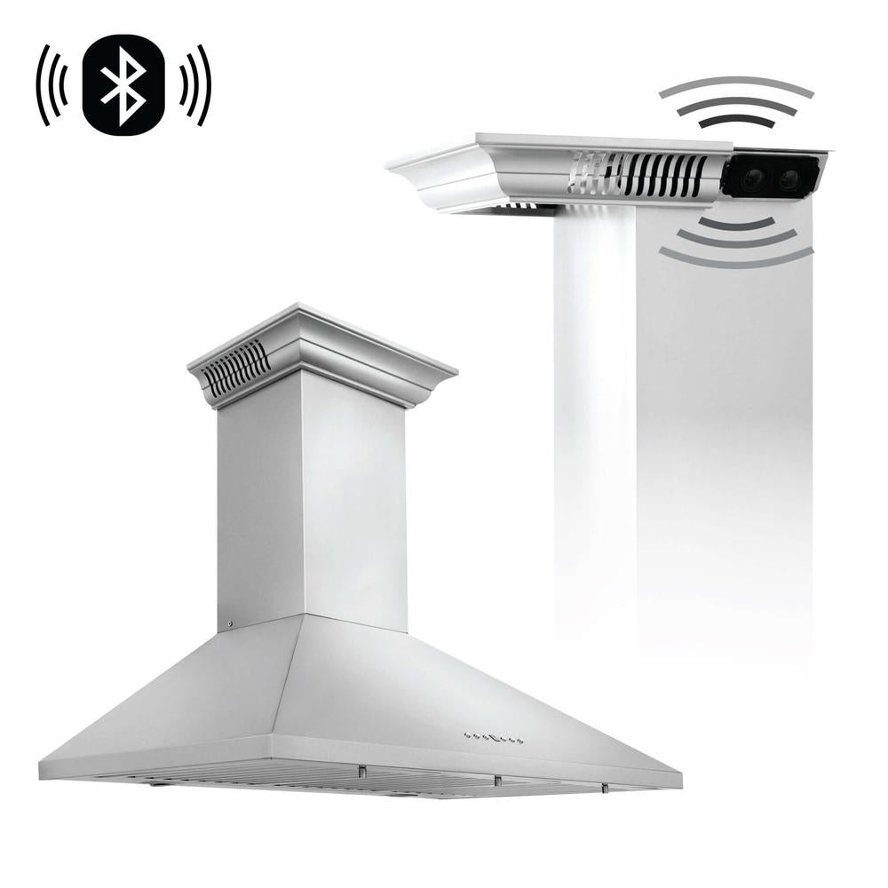 42" CrownSound‚ Ducted Vent Wall Mount Range Hood with Built-in Bluetooth Speakers KL2CRNBT42