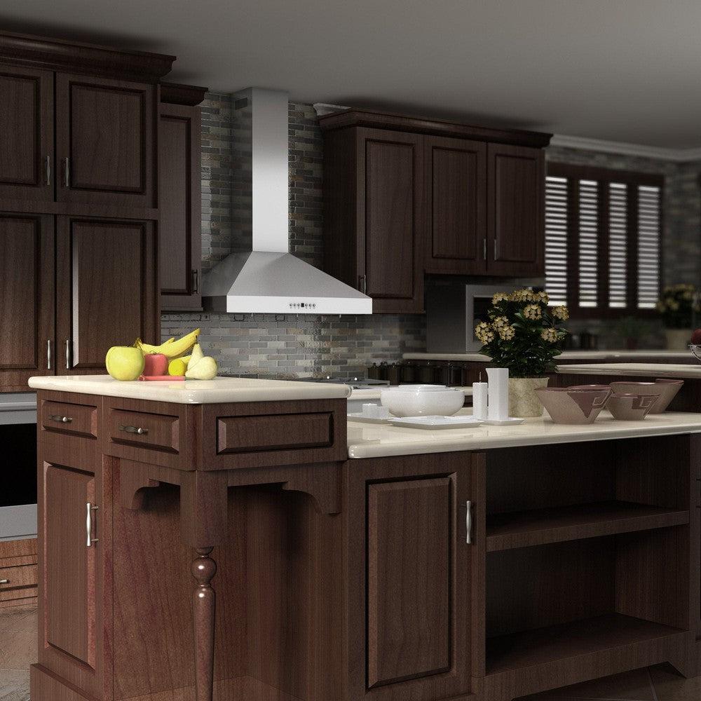 48" Convertible Vent Convertible Vent Wall Mount Range Hood with Crown Molding - 48 Inch KL3CRN48