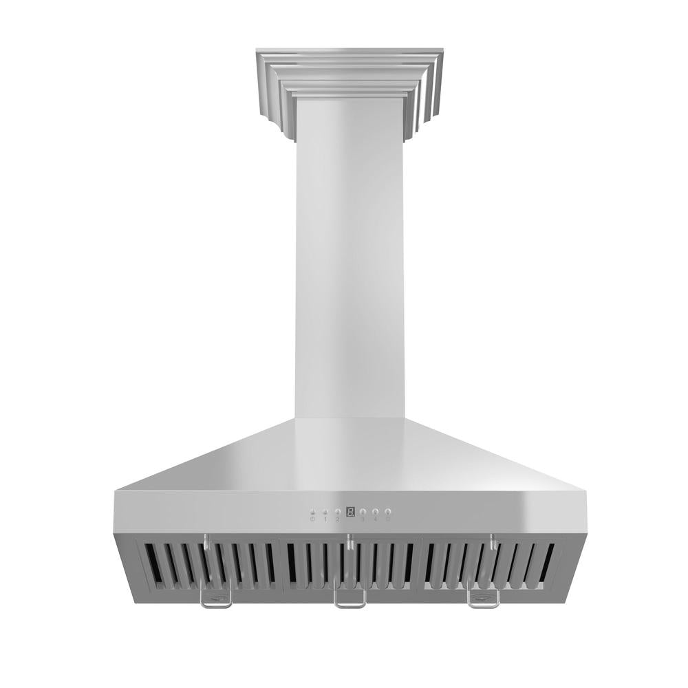 48" Convertible Vent Convertible Vent Wall Mount Range Hood with Crown Molding - 48 Inch KL3CRN48