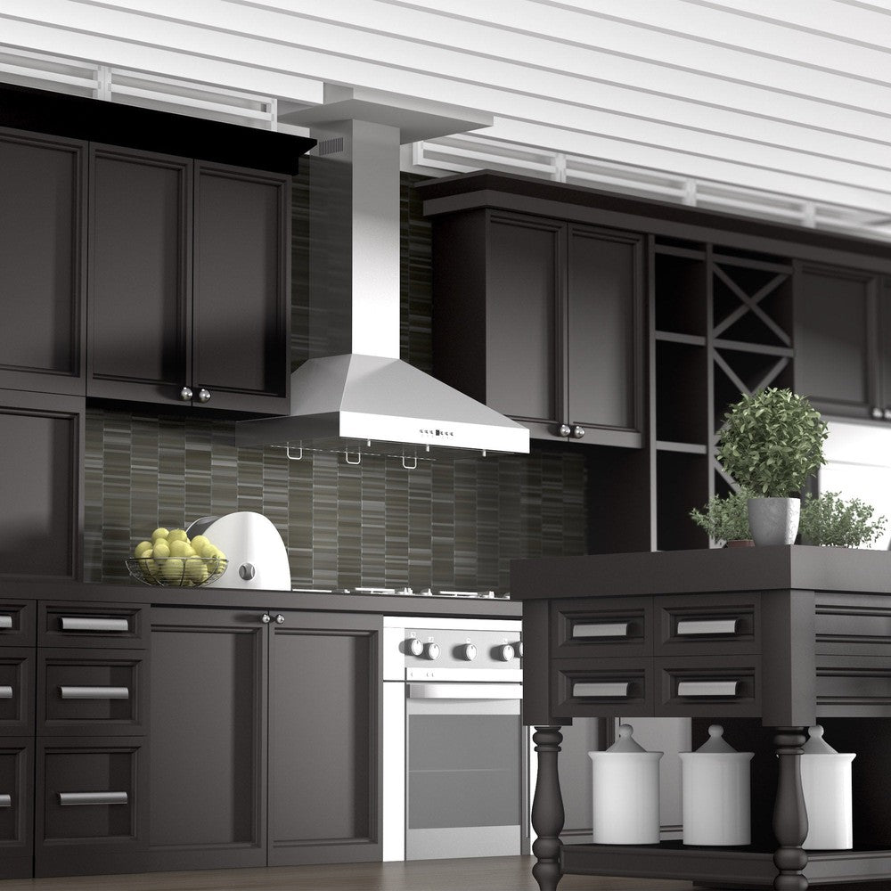 48" Convertible Vent Convertible Vent Wall Mount Range Hood with Crown Molding - 48 Inch KL3CRN48