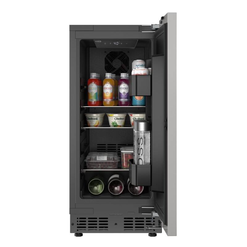 15 in. Built-In Panel Ready Undercounter Beverage Refrigerator, Compact with Digital Temperature Control, Glass Shelves, Security Lock KMBIR15PR