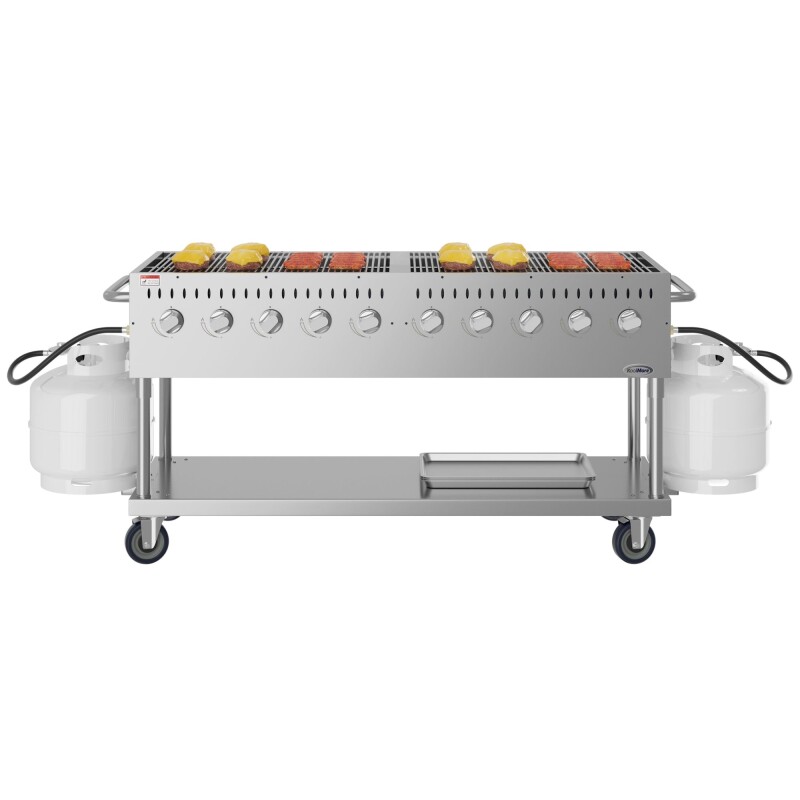 72 in. Commercial Mobile Outdoor Propane Gas Grill, ETL Listed in Stainless-Steel KMCGM72
