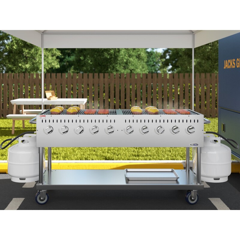 72 in. Commercial Mobile Outdoor Propane Gas Grill, ETL Listed in Stainless-Steel KMCGM72