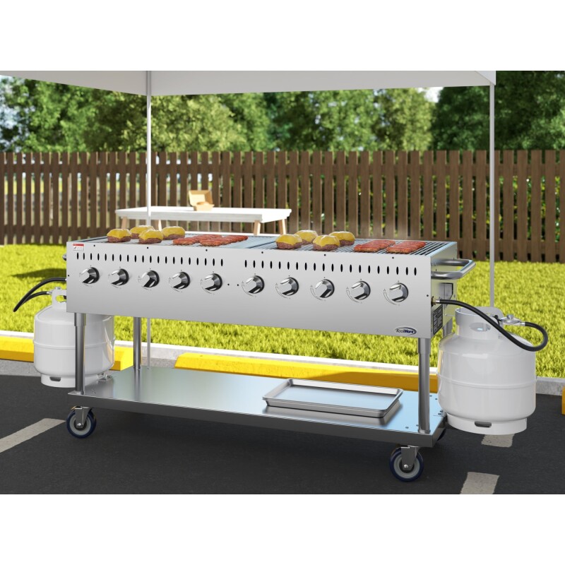 72 in. Commercial Mobile Outdoor Propane Gas Grill, ETL Listed in Stainless-Steel KMCGM72