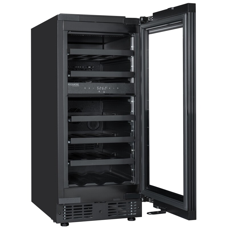 Reserve 15 in. Under-Counter Panel Ready Dual Zone Built-in Wine Cooler with Black Shelves and 23 Bottle Capacity in Black KMCW28DZBPR