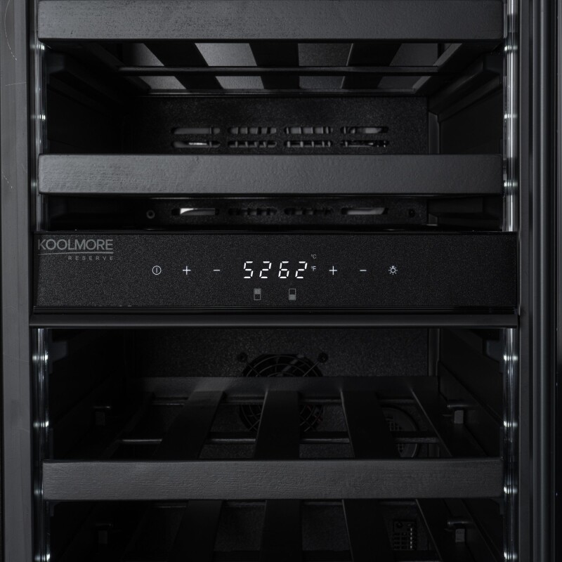 Reserve 15 in. Under-Counter Panel Ready Dual Zone Built-in Wine Cooler with Black Shelves and 23 Bottle Capacity in Black KMCW28DZBPR