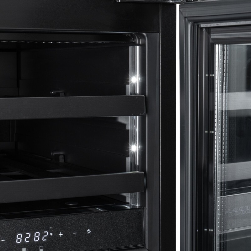 Reserve 15 in. Under-Counter Panel Ready Dual Zone Built-in Wine Cooler with Black Shelves and 23 Bottle Capacity in Black KMCW28DZBPR