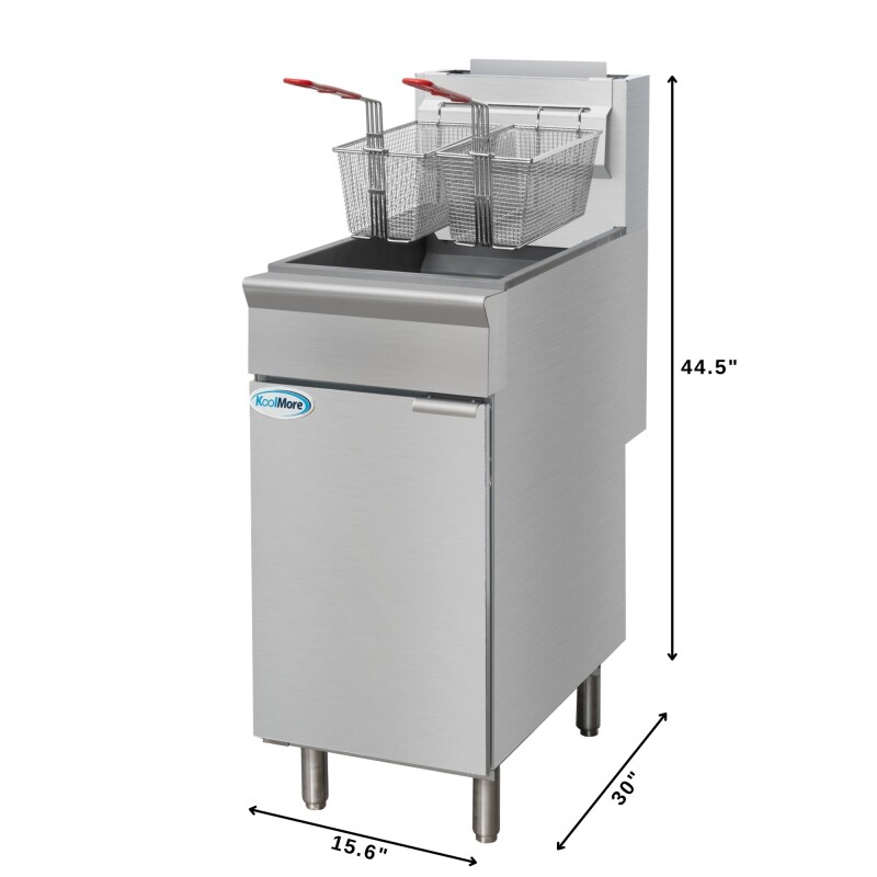 50 lb. Floor Standing Liquid Propane Commercial Fryer with 120,000 BTU in Stainless-Steel, ETL Listed KMFDF50LP