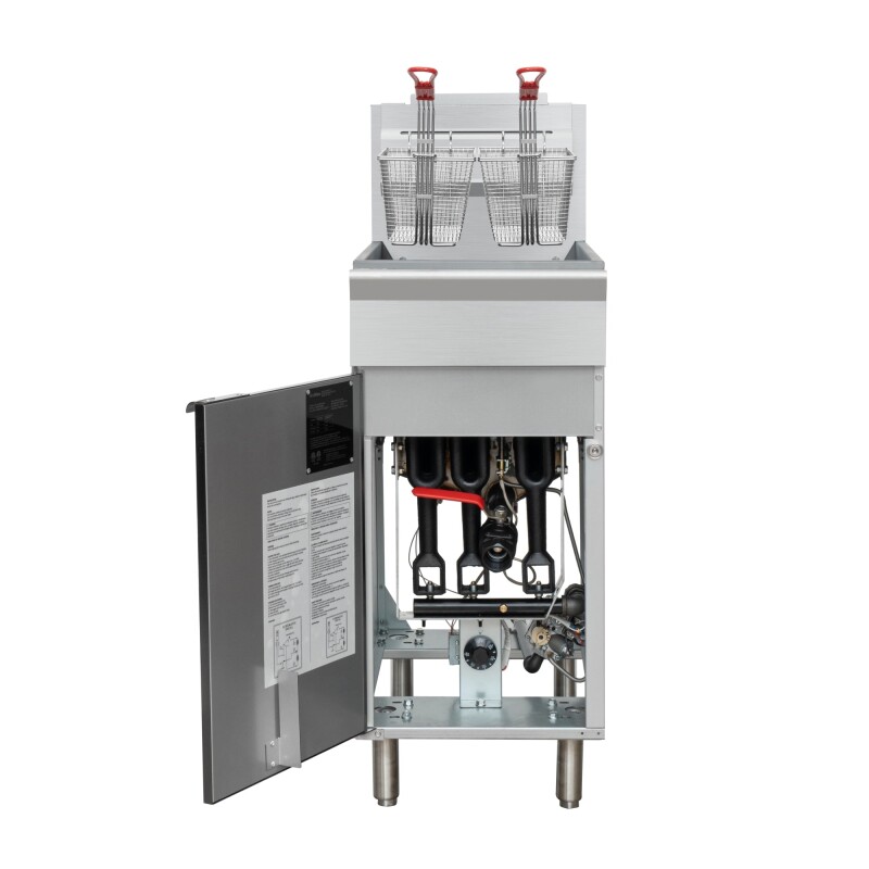 50 lb. Floor Standing Liquid Propane Commercial Fryer with 120,000 BTU in Stainless-Steel, ETL Listed KMFDF50LP