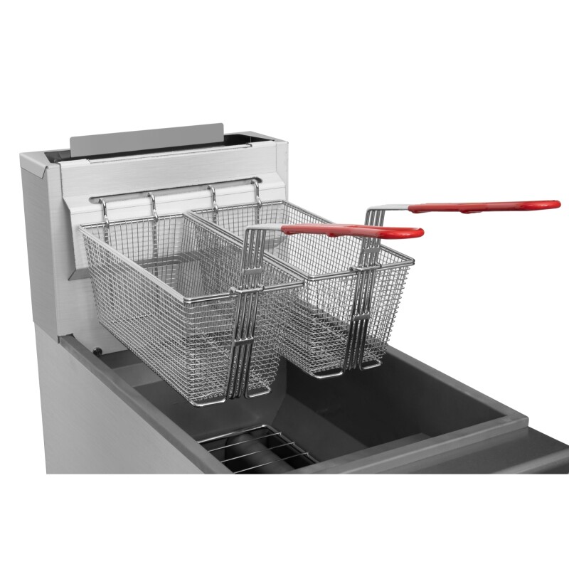 50 lb. Floor Standing Liquid Propane Commercial Fryer with 120,000 BTU in Stainless-Steel, ETL Listed KMFDF50LP