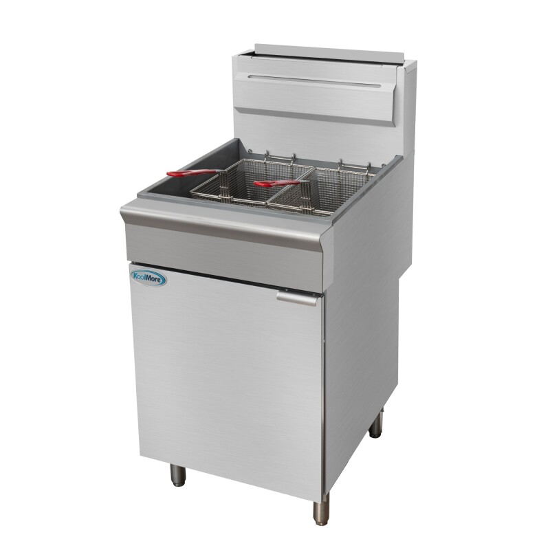 75 lb. Floor Standing Liquid Propane Commercial Fryer with 150,000 BTU in Stainless-Steel, ETL Listed KMFDF75LP