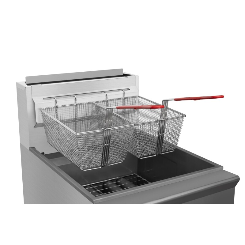 75 lb. Floor Standing Liquid Propane Commercial Fryer with 150,000 BTU in Stainless-Steel, ETL Listed KMFDF75LP