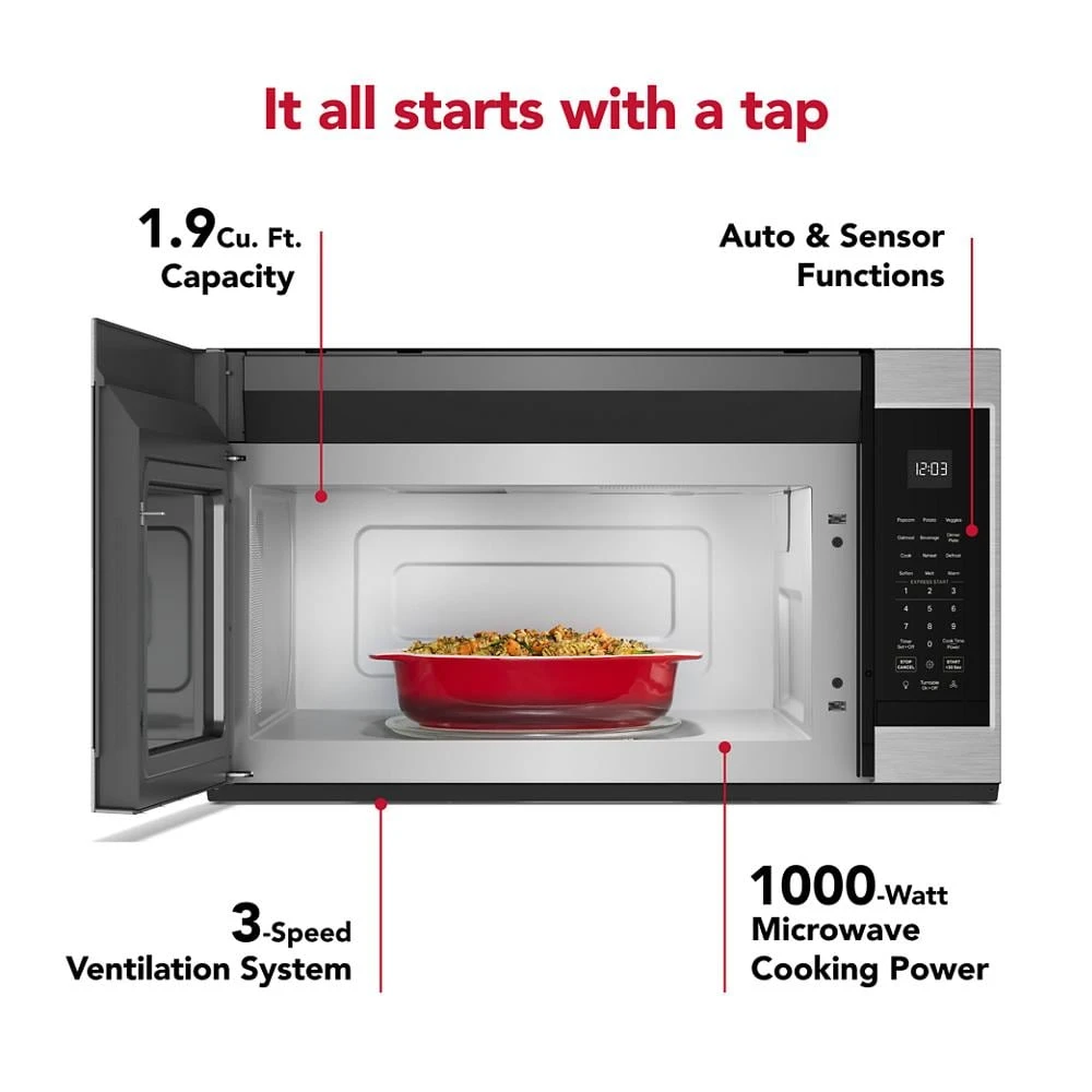 1.9 Cu. Ft. Microwave Hood Combination with Auto Functions KMMS130RPS