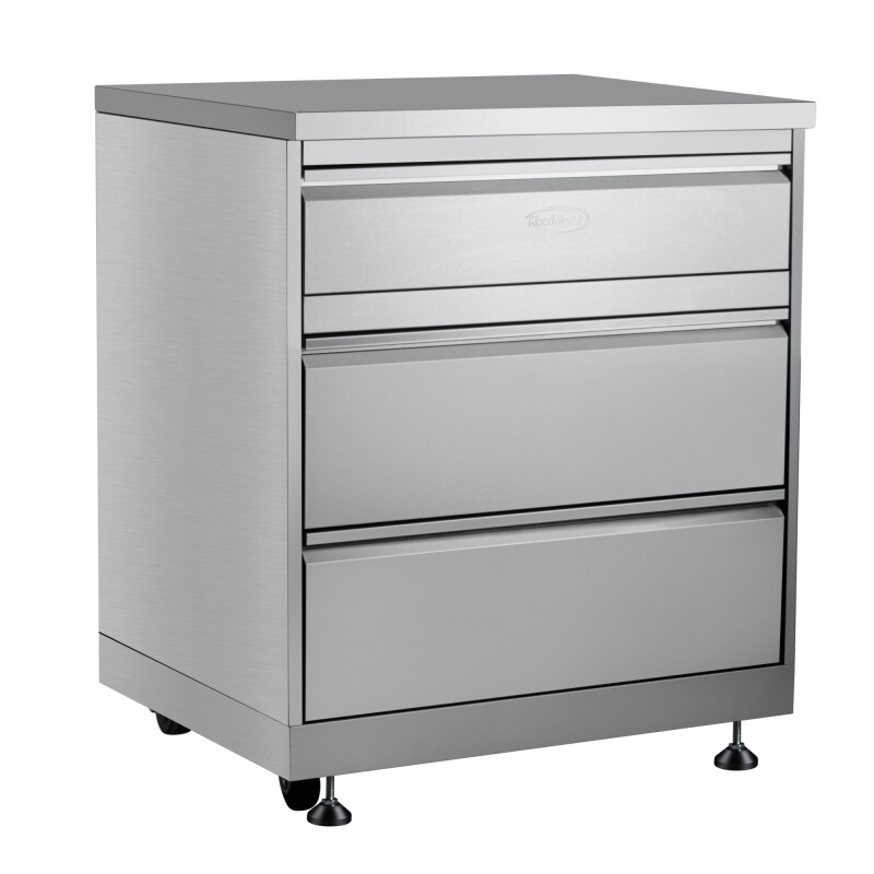 32 in. Stainless-Steel Outdoor Kitchen Cabinet with Three Drawers KMOKSCAB3