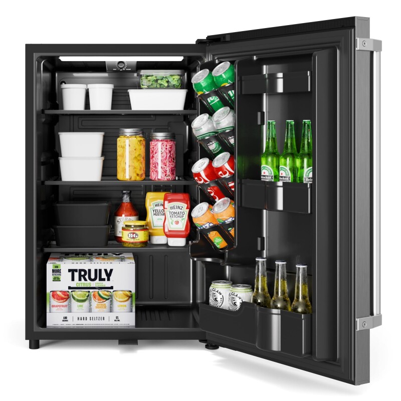21 in. Outdoor Refrigerator with IPX 4 Rating and Glass Shelves 4.4 Cu. ft. in Stainless-Steel KMOKSOFRC44SS