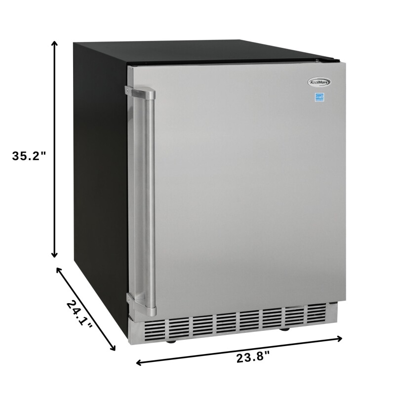 24 in. Outdoor Kitchen Stainless Steel Refrigerator 5.5 cu. ft. Capacity with Automatic defrost, Blue LED Lighting and IPX4 Rating, CSA Listed KMOKSOFRC58SS