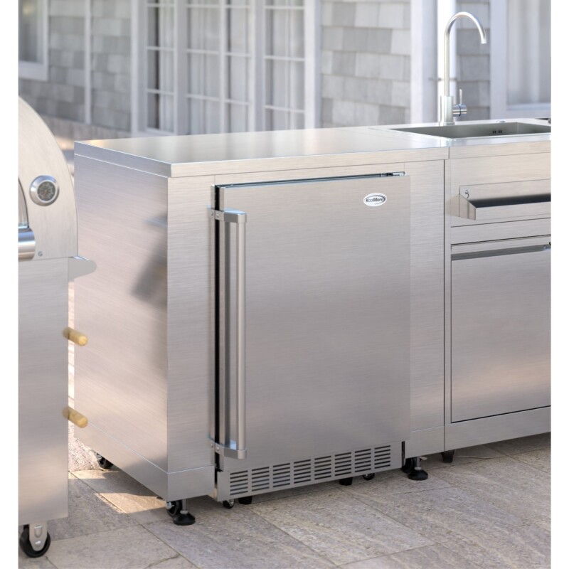 24 in. Outdoor Kitchen Stainless Steel Refrigerator 5.5 cu. ft. Capacity with Automatic defrost, Blue LED Lighting and IPX4 Rating, CSA Listed KMOKSOFRC58SS
