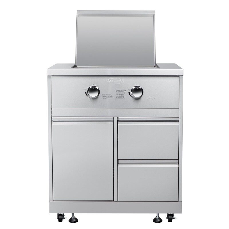 32 in. Outdoor Kitchen Liquid Propane Side Burner with Bottom Cabinet in Stainless-Steel KMOKSSBC