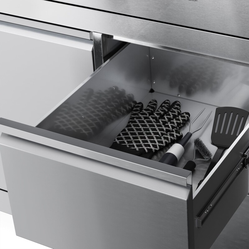 32 in. Outdoor Kitchen Liquid Propane Side Burner with Bottom Cabinet in Stainless-Steel KMOKSSBC