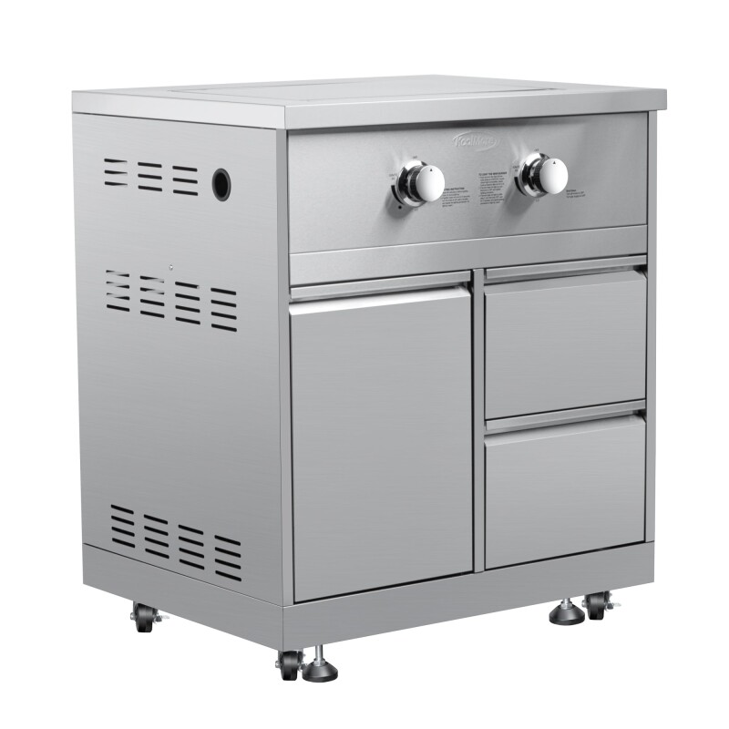 32 in. Outdoor Kitchen Liquid Propane Side Burner with Bottom Cabinet in Stainless-Steel KMOKSSBC