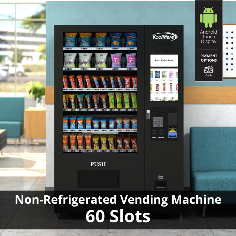 50 in. 60-Slot Snack Vending Machine with 22-inch Touch Screen in Black, Non-Refrigerated. - Wrap KMVMNT50B