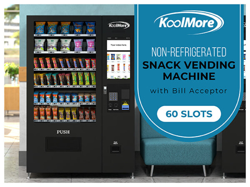 50 in. 60-Slot Snack Vending Machine with 22-inch Touch Screen in Black, Non-Refrigerated. - Wrap KMVMNT50B