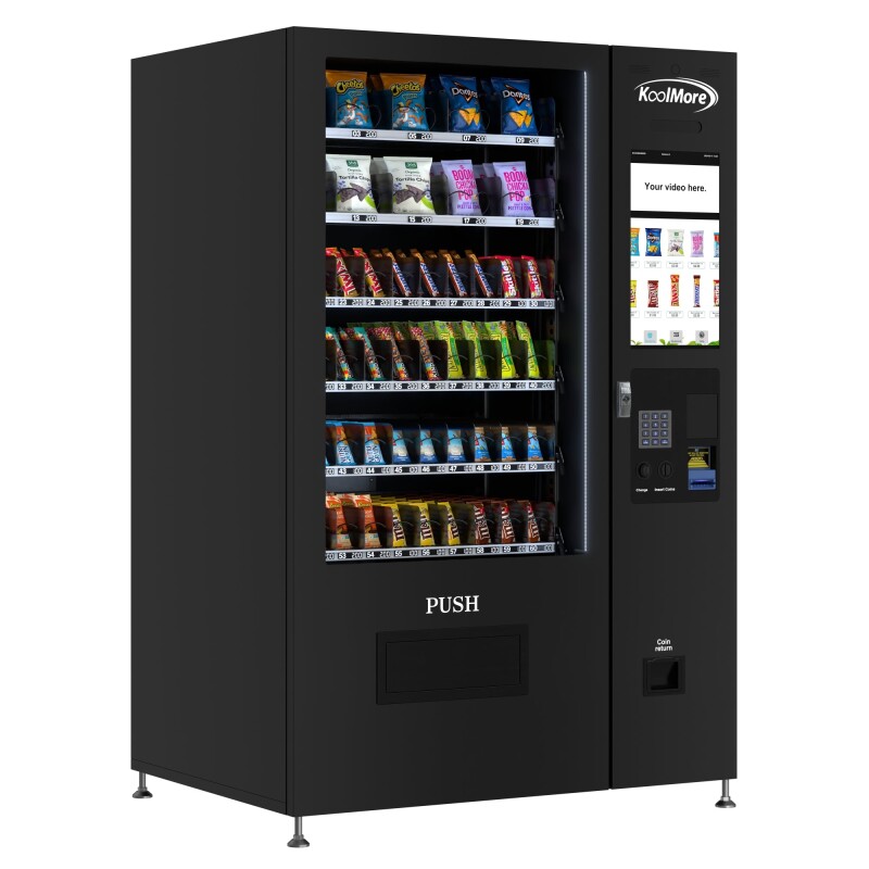 50 in. 60-Slot Snack Vending Machine with 22-inch Touch Screen, Bill and Coin Acceptor in Black, Non-Refrigerated KMVMNT50BC