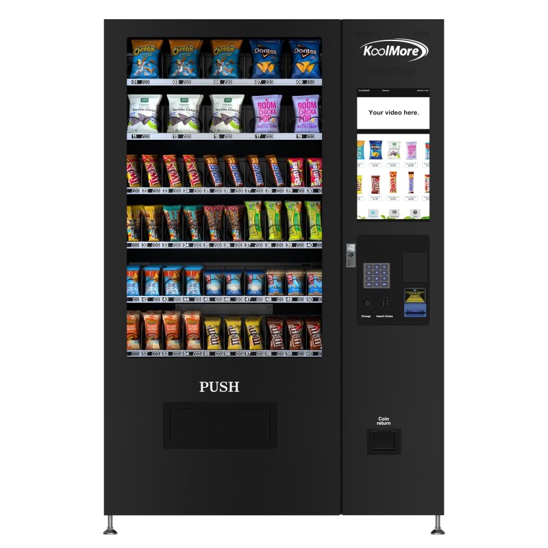 50 in. 60-Slot Snack Vending Machine with 22-inch Touch Screen, Bill and Coin Acceptor in Black, Non-Refrigerated KMVMNT50BC