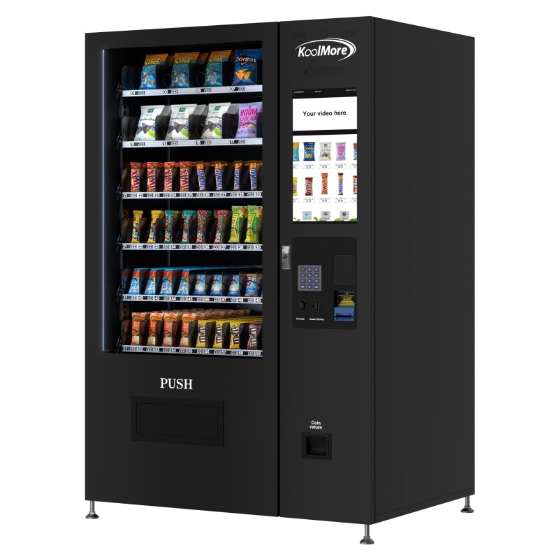 50 in. 60-Slot Snack Vending Machine with 22-inch Touch Screen, Bill and Coin Acceptor in Black, Non-Refrigerated KMVMNT50BC