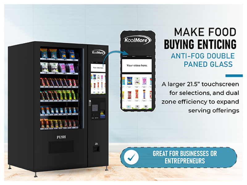 50 in. 60-Slot Snack Vending Machine with 22-inch Touch Screen, Bill and Coin Acceptor in Black, Non-Refrigerated KMVMNT50BC