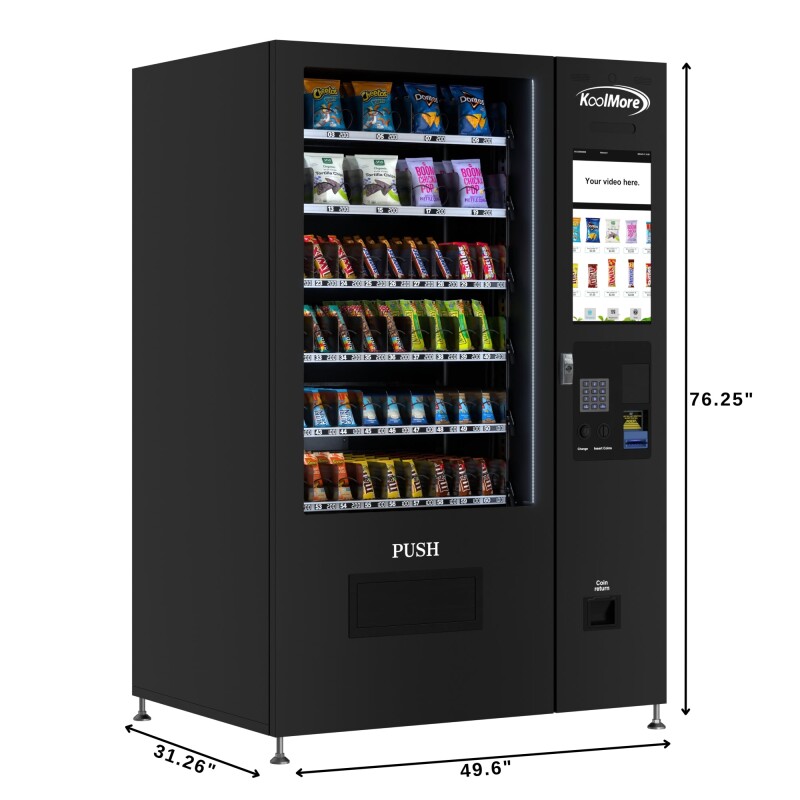 50 in. 60-Slot Snack Vending Machine with 22-inch Touch Screen, Bill and Coin Acceptor in Black, Non-Refrigerated KMVMNT50BC