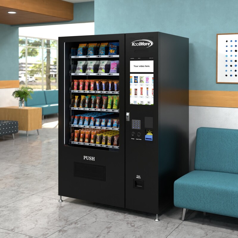 50 in. 60-Slot Snack Vending Machine with 22-inch Touch Screen, Bill and Coin Acceptor in Black, Non-Refrigerated KMVMNT50BC