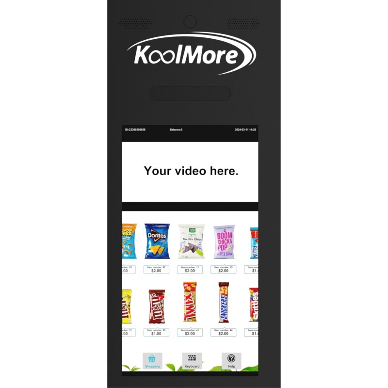 50 in. 60-Slot Snack Vending Machine with 22-inch Touch Screen, Bill and Coin Acceptor in Black, Non-Refrigerated KMVMNT50BC