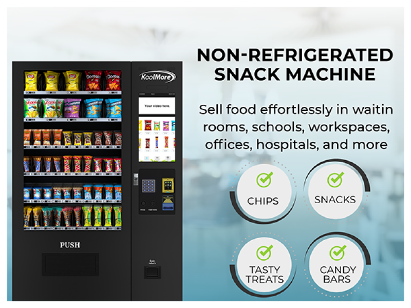 50 in. 60-Slot Snack Vending Machine with 22-inch Touch Screen, Credit Card Reader and Bill Acceptor in Black, Non-Refrigerated KMVMNT50BR