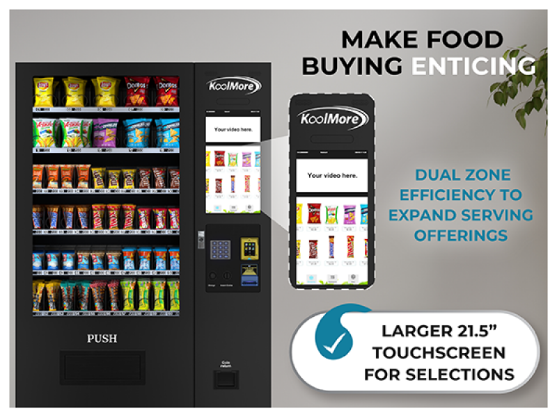 50 in. 60-Slot Snack Vending Machine with 22-inch Touch Screen, Credit Card Reader and Bill Acceptor in Black, Non-Refrigerated KMVMNT50BR