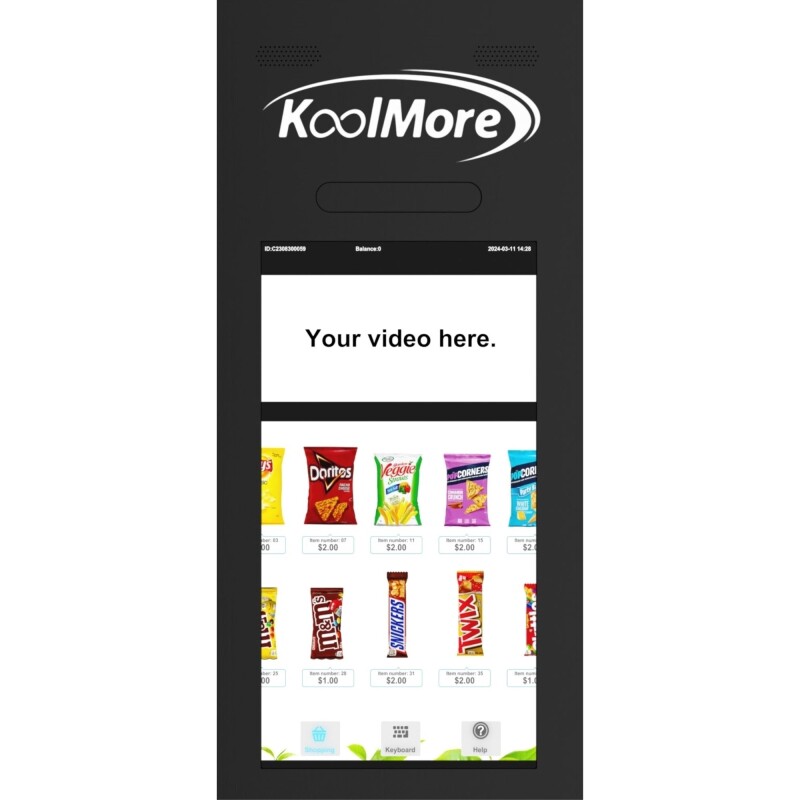 50 in. 60-Slot Snack Vending Machine with 22-inch Touch Screen, Credit Card Reader and Bill Acceptor in Black, Non-Refrigerated KMVMNT50BR