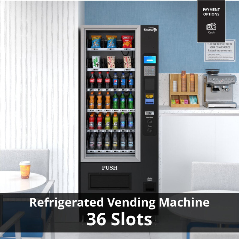 Refrigerated Snack and Drink Vending Machine with 36 Slots in Black KMVMR30B