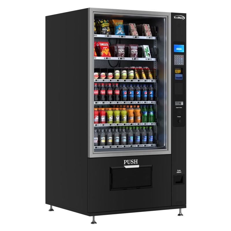 Refrigerated Snack and Drink Vending Machine with 60 Slots and Coin/Bill Acceptor in Black KMVMR40BC