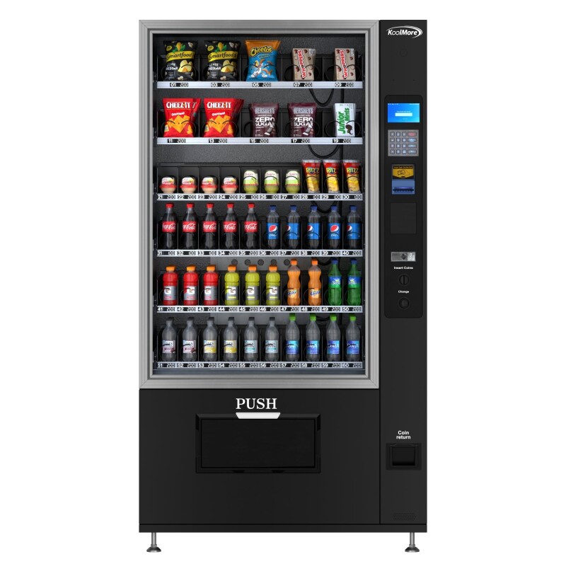 Refrigerated Snack and Drink Vending Machine with 60 Slots and Coin/Bill Acceptor in Black KMVMR40BC