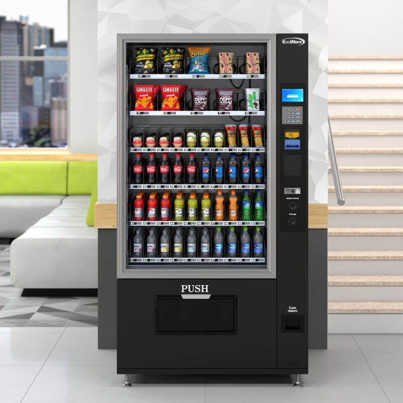 Refrigerated Snack and Drink Vending Machine with 60 Slots and Coin/Bill Acceptor in Black KMVMR40BC