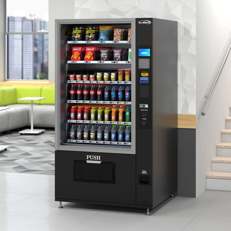 Refrigerated Snack and Drink Vending Machine with 60 Slots and Coin/Bill Acceptor in Black KMVMR40BC