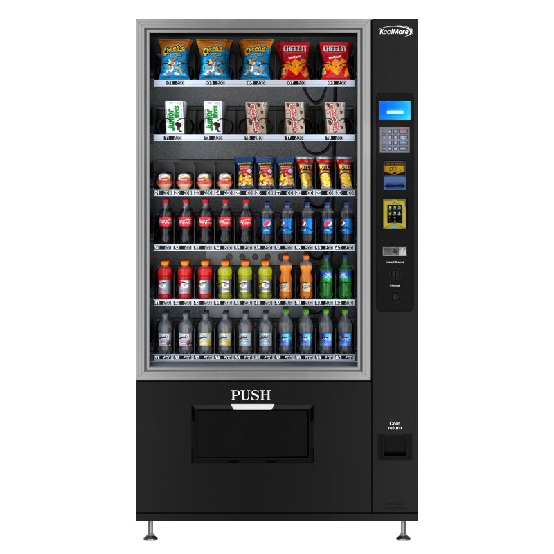 Refrigerated Snack and Drink Vending Machine with 60 Slots, Credit Card Reader and Coin/Bill Acceptor in Black KMVMR40BCR