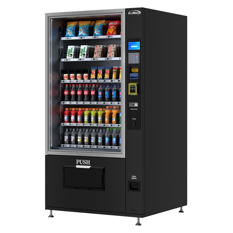 Refrigerated Snack and Drink Vending Machine with 60 Slots, Credit Card Reader and Coin/Bill Acceptor in Black KMVMR40BCR