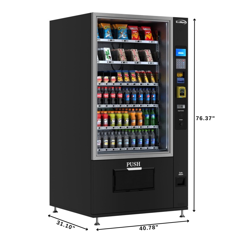 Refrigerated Snack and Drink Vending Machine with 60 Slots, Credit Card Reader and Coin/Bill Acceptor in Black KMVMR40BCR
