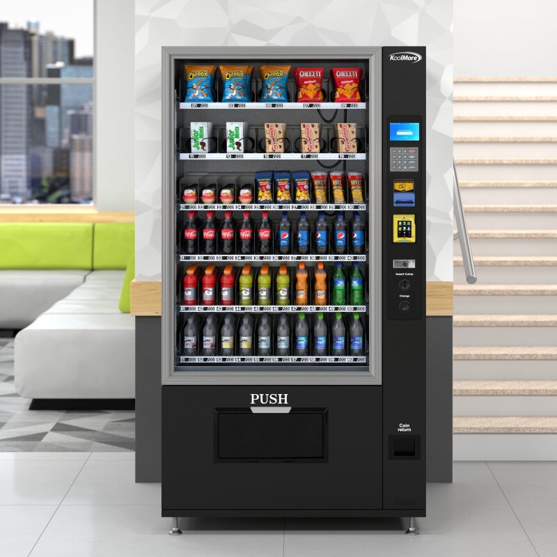 Refrigerated Snack and Drink Vending Machine with 60 Slots, Credit Card Reader and Coin/Bill Acceptor in Black KMVMR40BCR