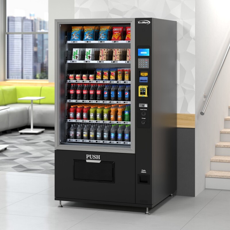 Refrigerated Snack and Drink Vending Machine with 60 Slots, Credit Card Reader and Coin/Bill Acceptor in Black KMVMR40BCR