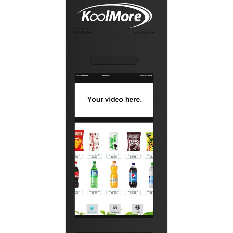 Refrigerated Snack and Drink Vending Machine with 60 Slots and 22 Inch Touch Screen with Bill and Coin Acceptor in Black KMVMRT50BC