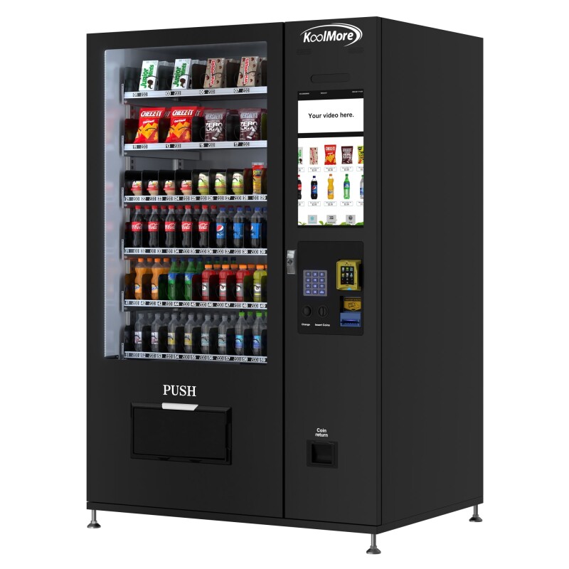 Refrigerated Snack and Drink Vending Machine with 60 Slots and 22 Inch Touch Screen with CC Reader and Coin/Bill Acceptor in Black KMVMRT50BCR