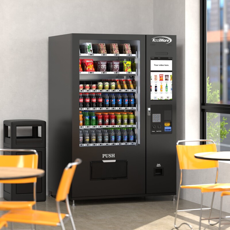 Refrigerated Snack and Drink Vending Machine with 60 Slots and 22 Inch Touch Screen with CC Reader and Coin/Bill Acceptor in Black KMVMRT50BCR
