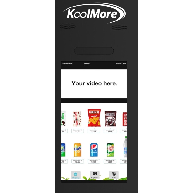 Refrigerated Snack and Drink Vending Machine with 60 Slots and 22 Inch Touch Screen with CC Reader and Coin/Bill Acceptor in Black KMVMRT50BCR